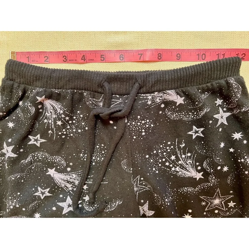 Chaser Black Mystical Star Print Bliss Knit Shirred Jogger Pants Black Purple S - Picture 5 of 13